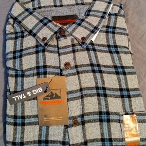 Long sleeve medium-weight flannel, brand new, gray and blue